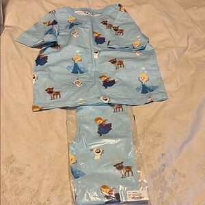 New Frozen Themed Elsa Anna Dosney Blue Kids Oversized Shirt and Leggings 6-8